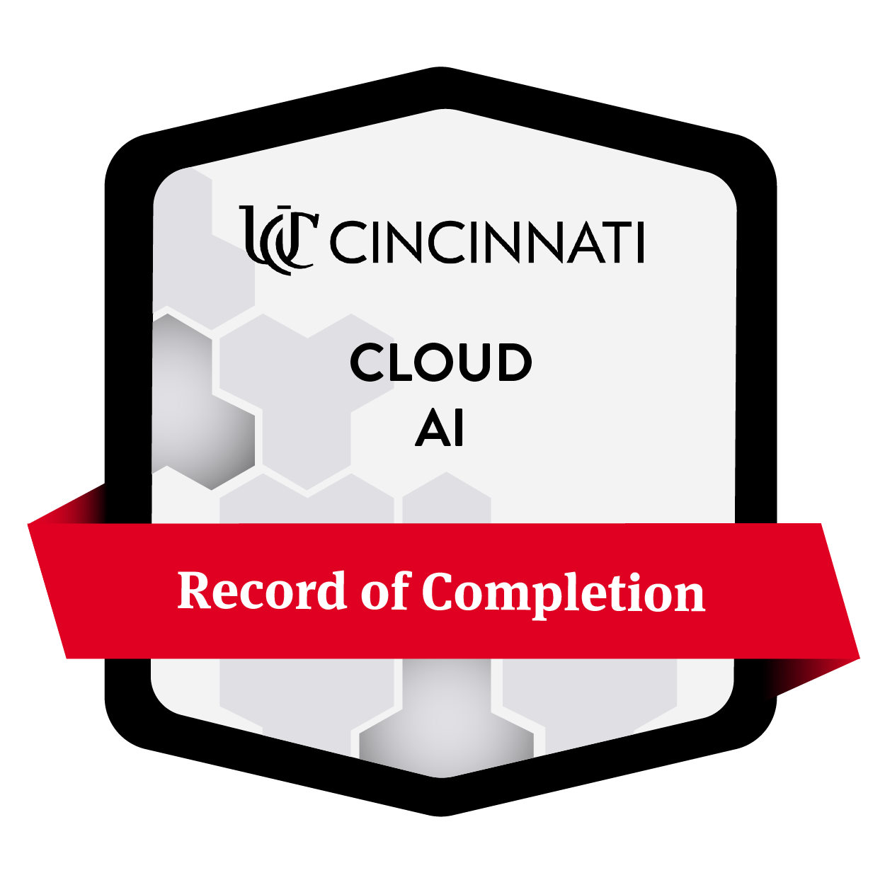 University of Cincinnati record of completion for Cloud AI