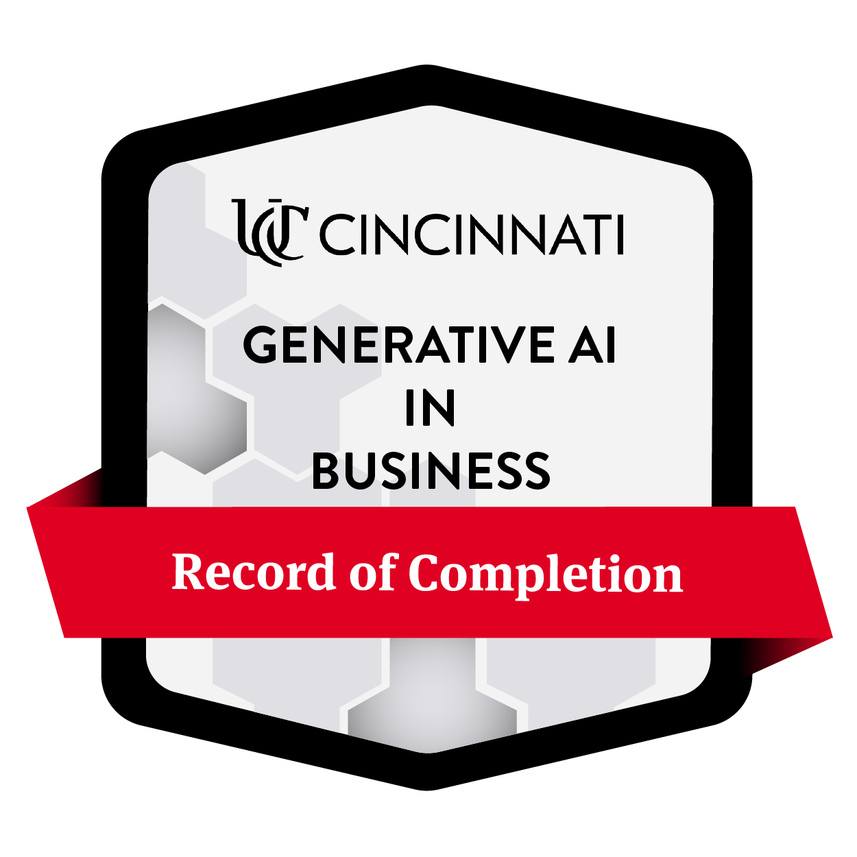 University of Cincinnati record of completion for Generative AI in Business